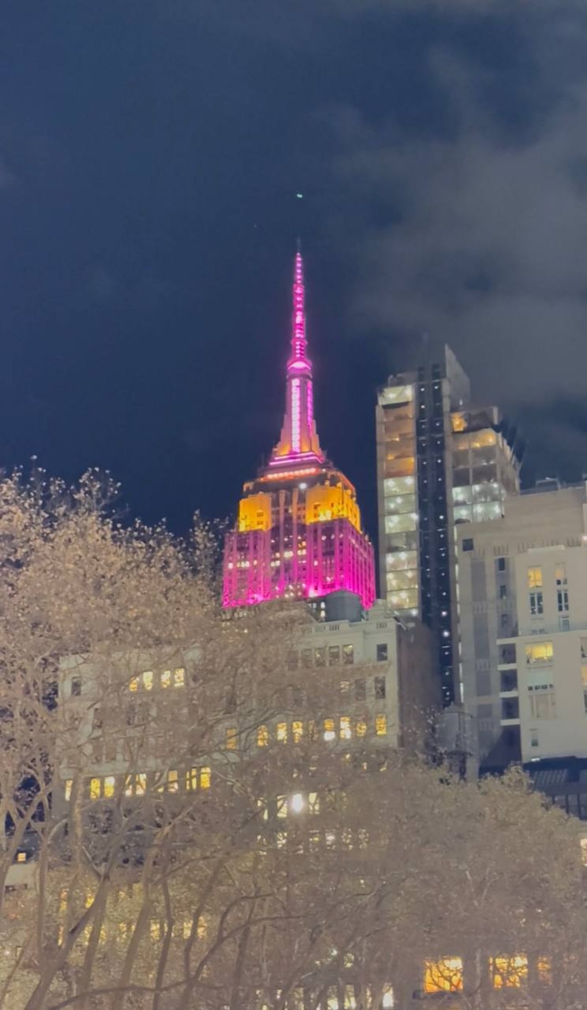 Empire State Building lit pink and orange for King's Hawaiian